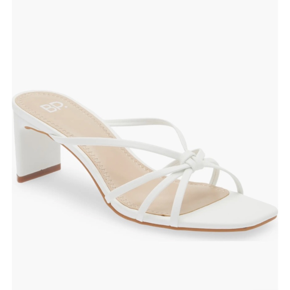 BP white strappy heels